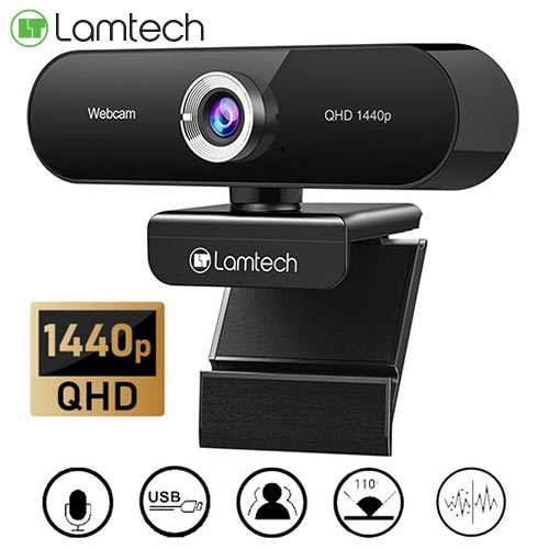 Webcamera LAMTECH QHD PC USB WEBCAM 1440P με ηχείο και μικρόφωνο