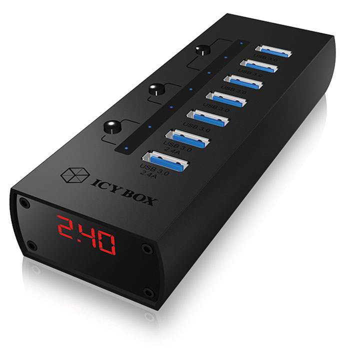 ICY BOX USB 3.0 Hub 7port Aluminium 48W ICY BOX USB 3.0 Hub 7port Aluminium 48W