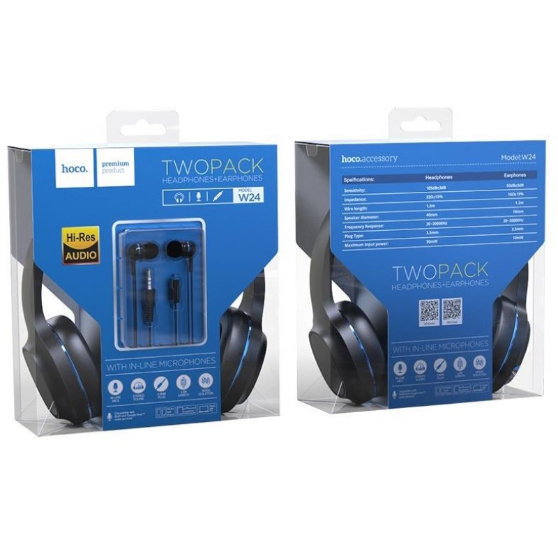 HOCO W24 ENLIGHTEN Ακουστικά με μικρόφωνο Stereo HD Blue
