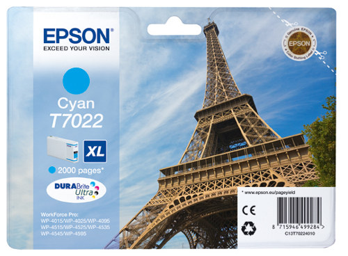 Μελάνι Epson Cyan C13T70224010 XL 2000p Pigment