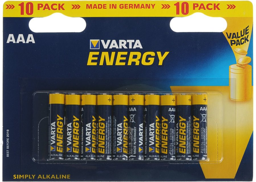 Μπαταρίες Varta Battery Alcaline AAA 1.5V Pack 10 τεμάχια