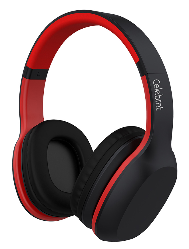 CELEBRAT Bluetooth headphones A18-BKRD Wireless & Wired Red/BLCK