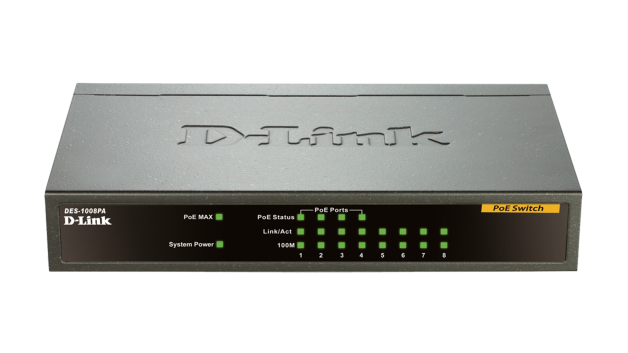 DLink DES-1008PA 8Port 10/100 Ethernet Switch with 4 PoE Ports DLink DES-1008PA 8Port 10/100 Ethernet Switch with 4 PoE Ports