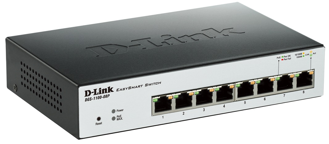 DLINK Switch DGS-1100-08P, 8-Port 10/100/1000 Mbps POE DLINK Switch DGS-1100-08P, 8-Port 10/100/1000 Mbps POE
