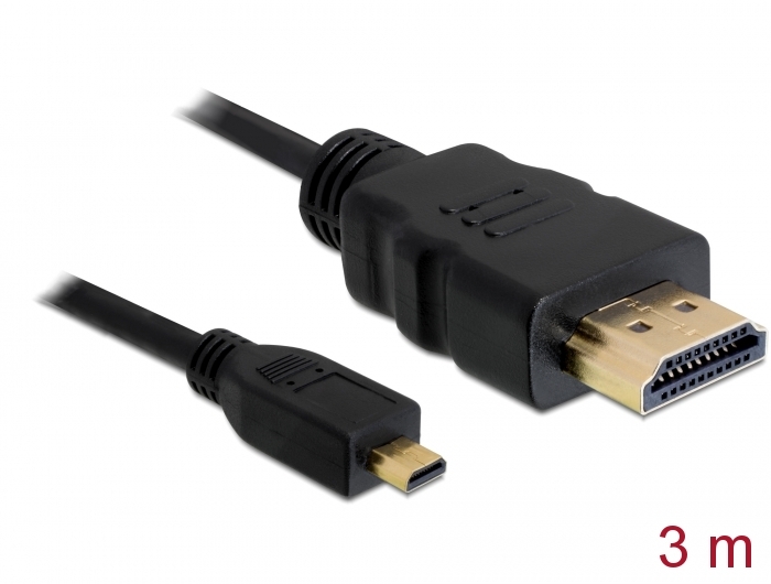 Καλώδιο HDMI micro D σε HDMI 3m with Ethernet Delock 82663