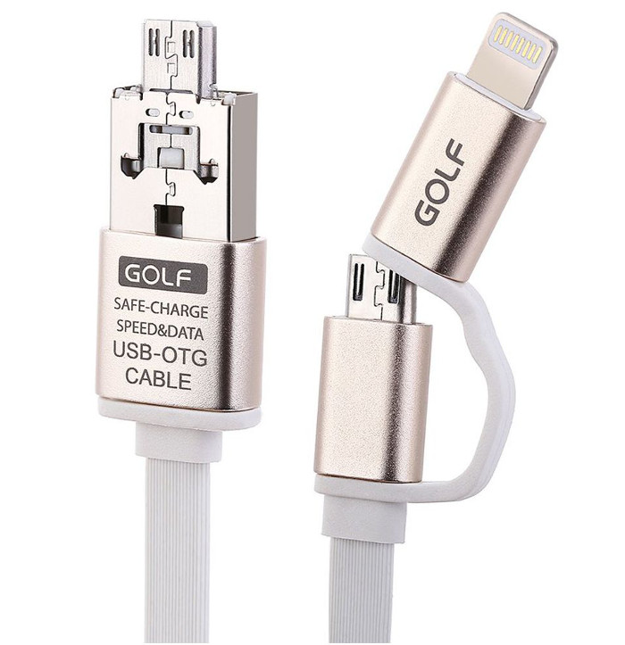 GOLF Καλώδιο Flat USB 2.0 με Micro USB OTG to Micro USB 8pin