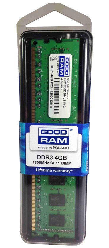 Μνήμη GoodRam 4GB DDR3 1600Mhz PC3-12800 1.5V Lifetime Εγγύηση
