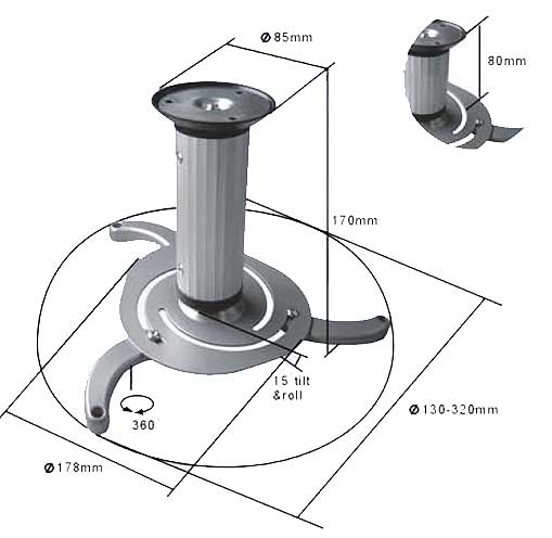 Βάση Στήριξης Βιντεοπροβολέα PRB-1 έως 32cm-120cm Οροφής Βάση Στήριξης Βιντεοπροβολέα PRB-1 έως 32cm-120cm Οροφής