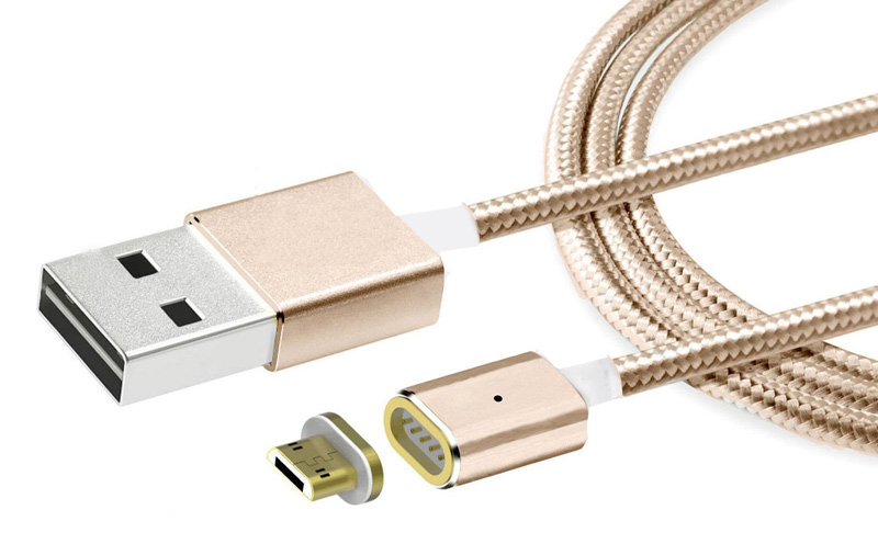 Μαγνητικό Καλώδιο USB 2.0 σε USB Micro και Type-C 1m Gold Μαγνητικό Καλώδιο USB 2.0 σε USB Micro και Type-C 1m Gold
