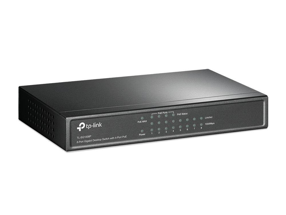 TP-Link Switch 8Port 10/100/1000Mbps POE-4p Gigabit TL-SG1008P