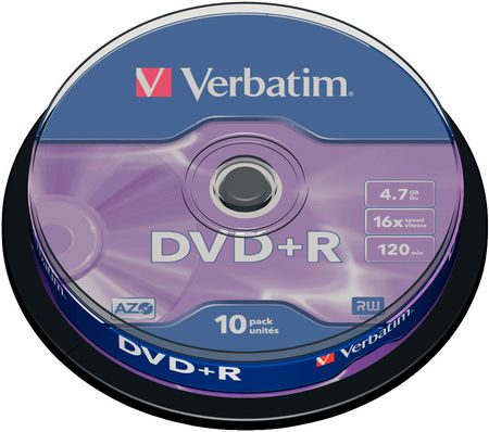 Verbatim DVD+R 4.7 GB 16x Cake Box πακέτο 10 τεμαχίων 43498