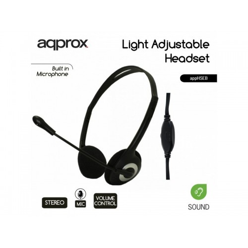 APPROX Stereo Headsets Light-Weight Eco Black appHSEB APPROX Stereo Headsets Light-Weight Eco Black appHSEB