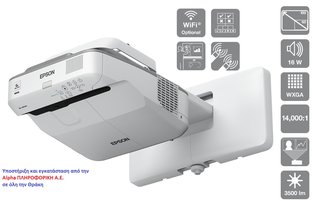 EPSON Video Projector EB-685WI Ultra ShortThrow Interactive 3500