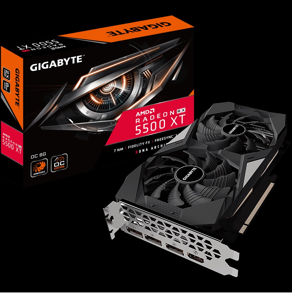 Gigabyte Radeon RX 5500 XT OC 8Gb GDDR6 GV-R55XTOC-8GD Gigabyte Radeon RX 5500 XT OC 8Gb GDDR6 GV-R55XTOC-8GD
