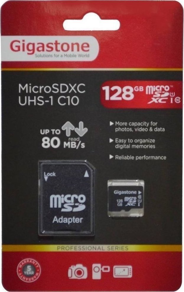 Κάρτα Μνήμης 128GB Gigastone MicroSDXC UHS-1 C10 Full HD