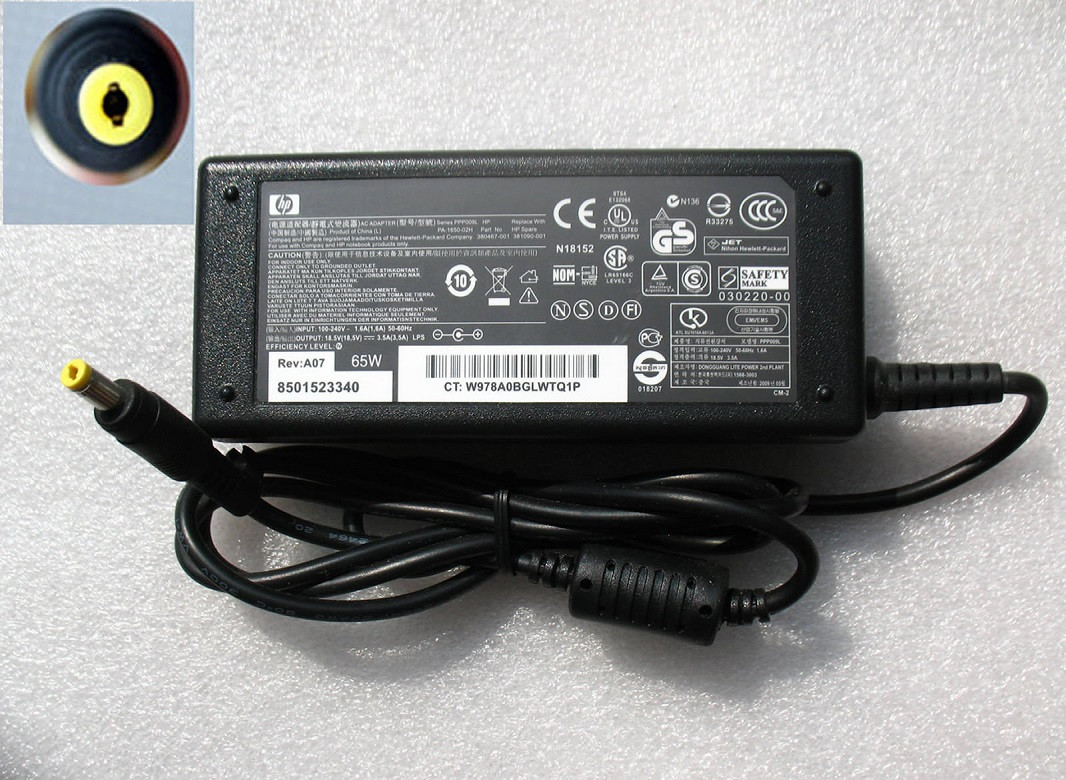 HP AC Power Adapter 65Watt 18.5V/3.5A 534092-001 Laptop