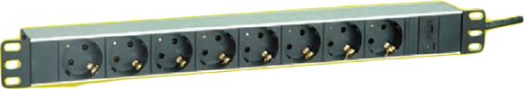 Πολύμπριζο Rack 19" 1U 8 Θέσεων ΣΕ C14 ΜΑΥΡΟ 16A+Shuko Πολύμπριζο Rack 19" 1U 8 Θέσεων ΣΕ C14 ΜΑΥΡΟ 16A+Shuko
