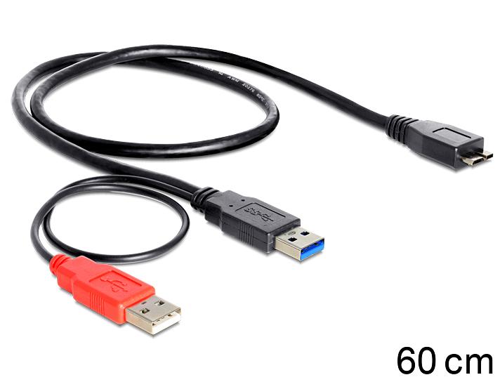 Καλώδιο USB Y-Cable USB3.0+USB2.0 to Micro USB 3.0