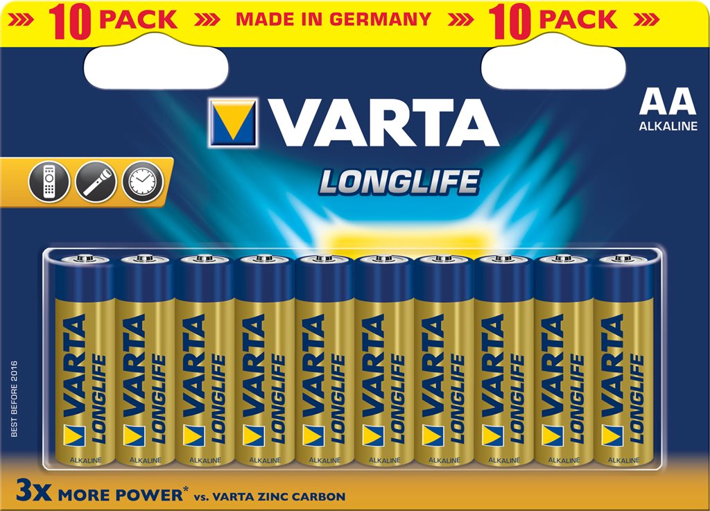 Μπαταρίες Varta Battery Alcaline AA 1.5V Pack 10 τεμάχια